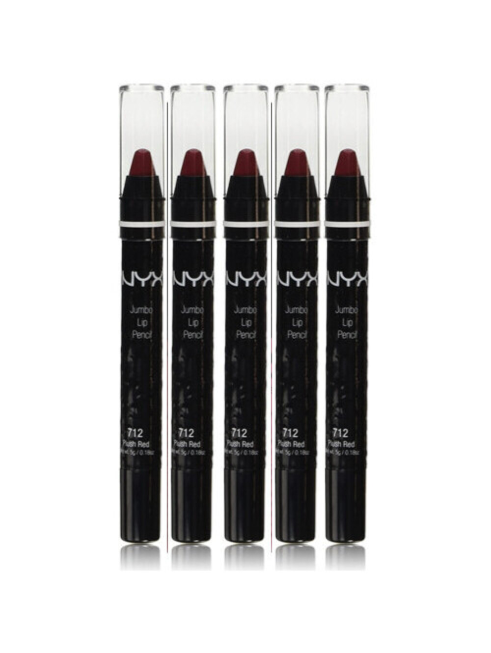 Lot of 5: New NYX Jumbo Lip Liner Pencil Lipstick in 712 Plush Red (Sealed)